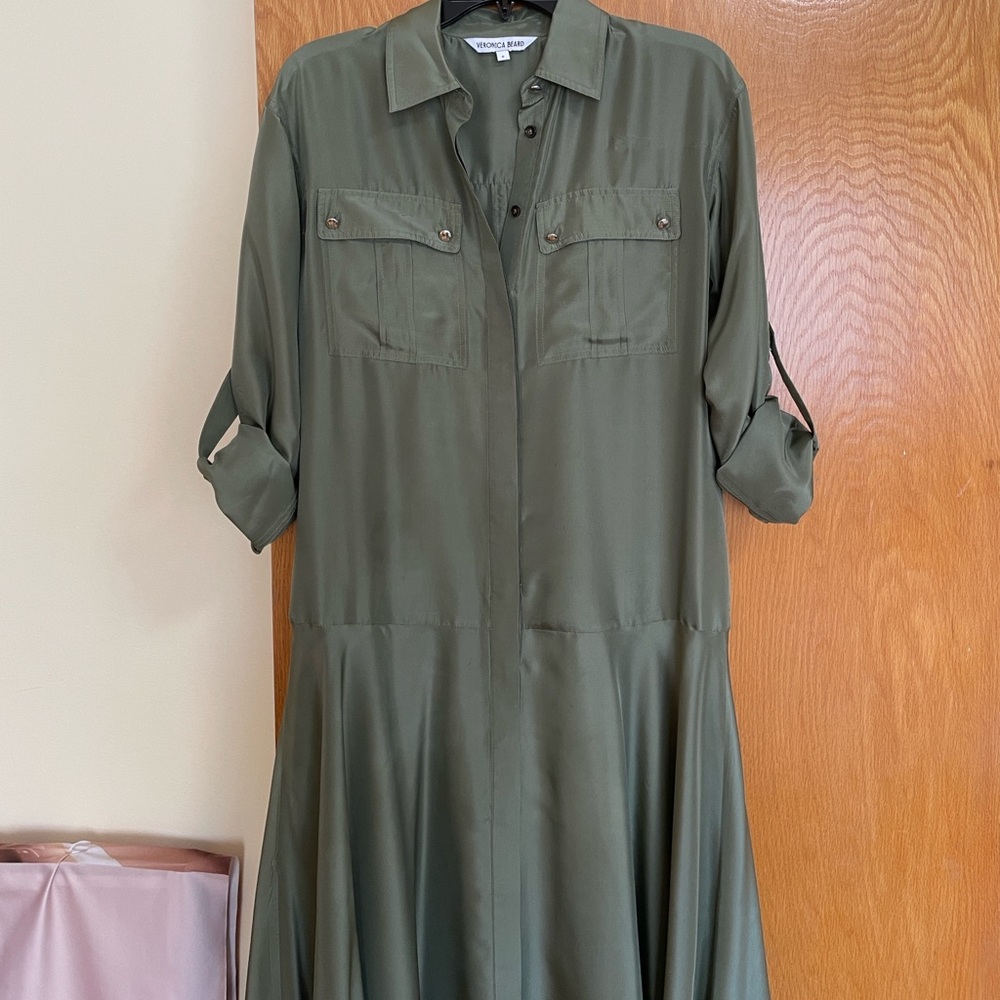 Veronica Beard Camille Green Utility Silk Dress - Picture 7 of 16
